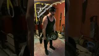 Axle Handle Dumbbell Shrugsfitness gripstrength grippower stronggrip shrugstraps [upl. by Abbie]