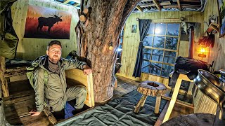 3 DIFFERENT OVERNIGHTS in FOREST Survival Shelters  DUGOUT TREE HOUSE and LOG CABIN  Wildcamping [upl. by Wachter338]