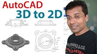 AutoCAD Mechanical Modeling and Visualization Part3  From 3D to 2D in AutoCAD  AutoCAD BASE VIEW [upl. by Gearalt462]