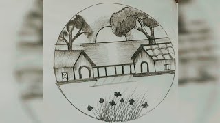 How to draw pencil sketch scenery [upl. by Nywra]