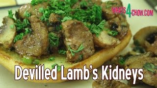 Devilled Lambs Kidneys with Brown Mushrooms and Creamy Garlic Glaze  Superb Kidney Recipe [upl. by Gathers]