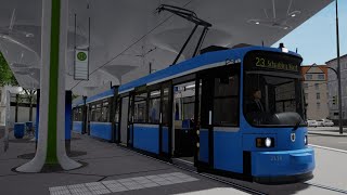 TramSim Munich  Gameplay  Line 23 [upl. by Hogg379]