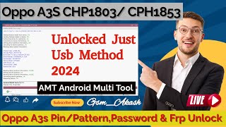 Oppo A3S Unlock New Method Free Tool 2024  Oppo CPH1803CPH1853 Device With Screen Lock Remove [upl. by Eteragram]