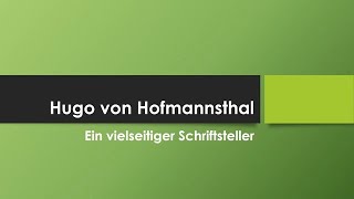 Hugo von Hofmannsthal [upl. by Eatnom]