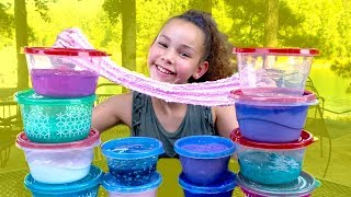 Huge Slime Collection Review Haschak Sisters [upl. by Diao603]