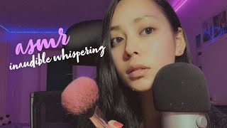 ASMR 💜 INAUDIBLE WHISPERING mouth sounds hand movements tingly [upl. by Nauh119]