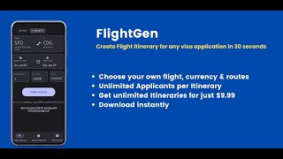 Get Flight Itinerary for visa with FlightGen [upl. by Yeltsew]