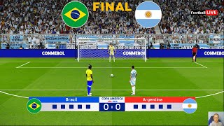 Brazil vs Argentina  Penalty Shootout  Final Copa America 2024  Messi vs Vinicius  PES Gameplay [upl. by Jovitah]