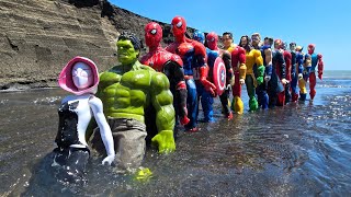 AVENGERS SUPERHERO STORY TEAM HULK SMASH VS MARVELS SPIDERMAN 2 THANOS VS IRONMAN SUPERMAN A10 [upl. by Ahsasal]