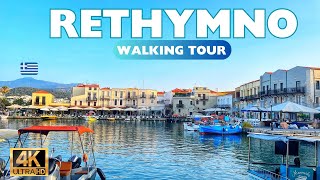 Sunset Walk in Rethymno Old Town Crete 🇬🇷 4K Walking Tour [upl. by Acessej]