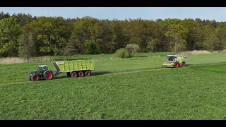 1 Schnitt  2024  Fendt  Claas  Lohnunternehmen Mäser [upl. by Sacrod]