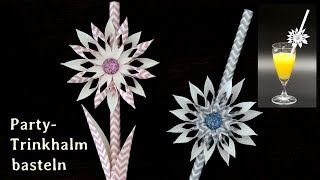 Blumen basteln mit PapierStrohhalmen  PartyDeko selber machen  DIY [upl. by Pretrice464]