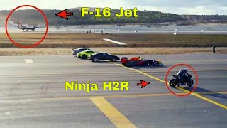 The Ultimate Race Ninja H2R Vs Jet planes amp Super Cars [upl. by Levina830]