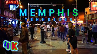 Memphis Beale Street Night Walk Tennessee USA 4KUHD [upl. by Fairman]