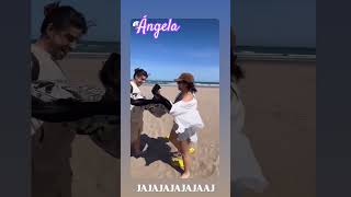 🌊 Las olas y el viento ÁNGELA LEIVA en Necochea ✨angelaleiva necochea shorts [upl. by Ecinwahs]