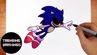 How To Draw FNF MOD Character  Confronting Yourself Sonic EXE Easy Step by Step [upl. by Ranie]