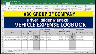 How To Make vehicle log book Record Maintain Sheet in excel [upl. by Kevin]