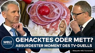 BJÖRN HÖCKE VS MARIO VOIGT  Mettbrötchen vs Gehacktes Der absurdeste Moment des TVDuells [upl. by Nirrep]