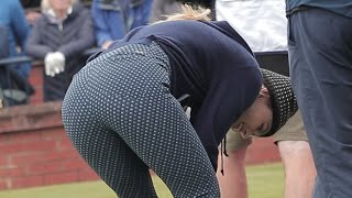 Kathryn Newton prepares to tee off at the first hole [upl. by Shuma]