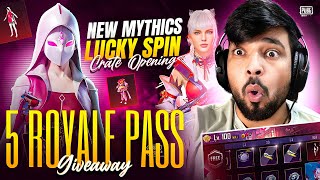 New Mythics Lucky Spin Crate Opening  5 Royale Pass GIVEAWAY 🥵 [upl. by Oicor]