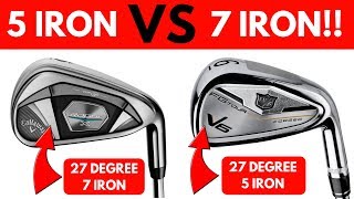 Strong Lofted 7 Iron VS Traditional Lofted 5 Iron  Both 27 Degrees [upl. by Anoval]