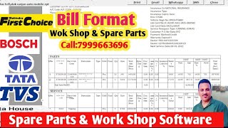 Spare Parts Bill Format Work Shop Software Work Shop Invoice FormatBest Software For Work Shop [upl. by Nilya798]