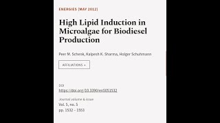 High Lipid Induction in Microalgae for Biodiesel Production  RTCLTV [upl. by Per]