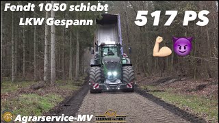 Fendt 1050 schiebt LKW Gespann vor sich her bis dieser leer ist Flurwegebau mit AgrarserviceMV [upl. by Catriona]