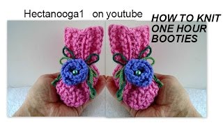 DIY KNITTED BOOTIES one hour project KNITTING FOR BEGINNERS knitted flower Newborn  12 months [upl. by Ahtabat138]