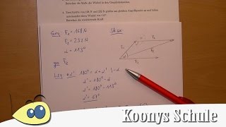 Resultierende Kraft berechnen Kosinussatz Textaufgabe vorgerechnet  46  Blatt 7050 [upl. by Auguste]