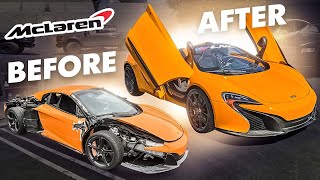 REBUILDING CRASHED MCLAREN 650S SPIDER 15 MINUTES [upl. by Nivrac]