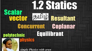 12 Statics  polytechnic  physics 11tamil  resultant equilibrant  concurrent  coplanar [upl. by Ful690]