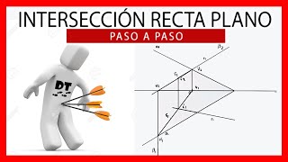 💪⚔ INTERSECCIÓN entre RECTA y PLANO en DIÉDRICO 😎 Ejercicios resueltos [upl. by Marcus]