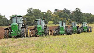 Classic John Deeres x5 ploughing with 37 furrows  4055 4255 4455 4755 4955  From Project 55 [upl. by Gayl434]