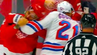 Barclay Goodrow Robby Fabbri Fight FULL CLIP Rangers vs Red Wings  NHL Highlights [upl. by Maddocks81]