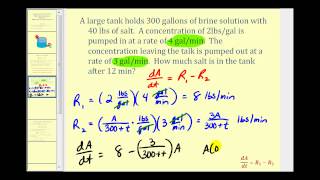 Applications of First Order Differential Equations  Mixing Concentrations 2 [upl. by Cirded584]