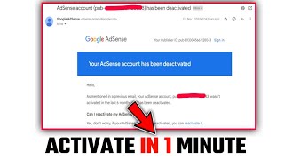 Your AdSense Account bas been deactivated due to inactivity  How To Reactivate your AdSense Account [upl. by Fern]