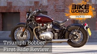 2017 Triumph Bonneville Bobber First Ride Review Bike World [upl. by Normand]