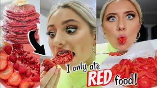 I only ate RED food for 24 HOURS challenge [upl. by Felt]