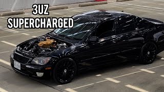 Supercharged 3UZ IS300  Exhaust amp Supercharger Sound Byte [upl. by Auqinehs]