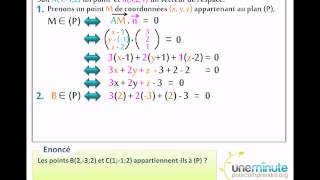 Equation cartésienne dun plan  Une Minute Pour Comprendre [upl. by Meihar]