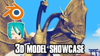 MMDBLENDER  Showa King Ghidorah Model Showcase [upl. by Eniliuqcaj481]