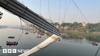 Morbi bridge collapse leaves dozens dead in India  BBC News [upl. by Laeynad]