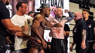 IDRIS VIRGO PUSHES AARON CHALMERS AT WEIGH IN [upl. by Imef]