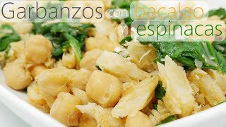 GARBANZOS con BACALAO y ESPINACAS 🍲🥬 Menú del DESARME receta FÁCIL🍲🥬 [upl. by Ytineres]