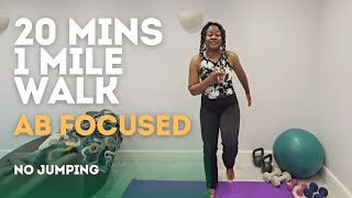 20Minute 1 Mile Weight Loss Home Walking Workout  Ab Focused  Afrogirlfitness WalkingChallenge [upl. by Anitsugua337]