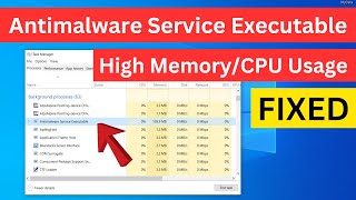 How To Fix Antimalware Service Executable High Memory  CPU Usage Problem Windows 10  Quick Way [upl. by Leifeste]