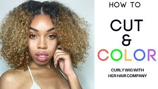 How to Cut and Color Curly Extentions  Her Hair Company [upl. by Anastas494]