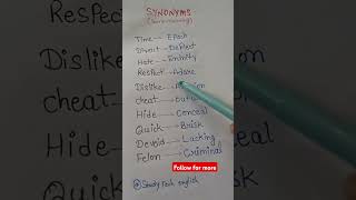 Synonymssame meaningenglishlearningyoutubeshort englishlanguagegrammarruleenglishtipssynonyms [upl. by Fowler]