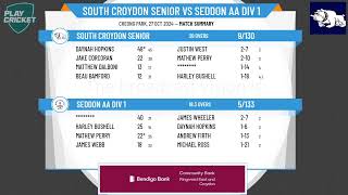 South Croydon Senior v Seddon AA Div 1 [upl. by Teraj57]